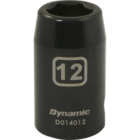Dynamic 1/2" Drive Standard Socket, Black Phosphate, Tools 1/2" Drive 6 Point Metric, 12mm Standard Length D014012